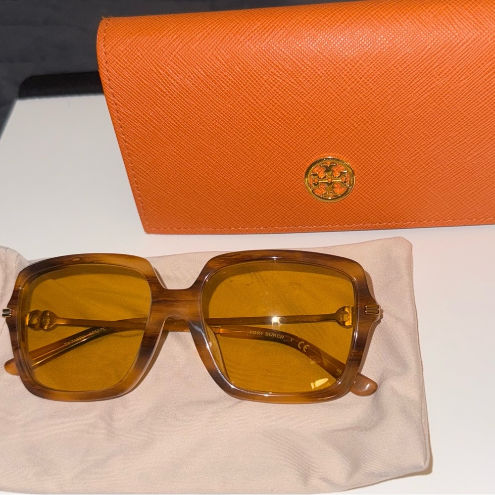 Tory Burch Brown Sunglasses with Orange Case - like new